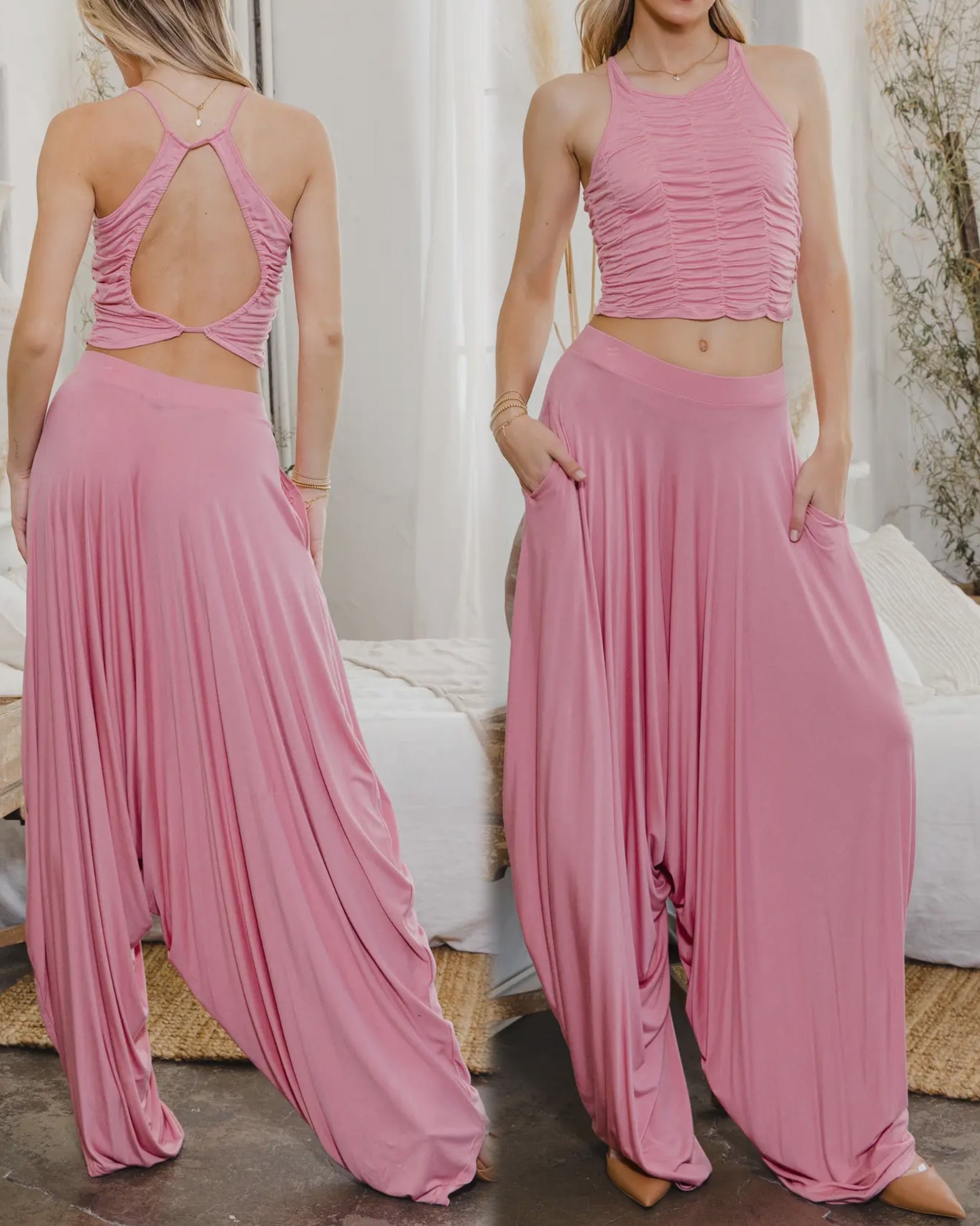 Harem Flow Set Pink