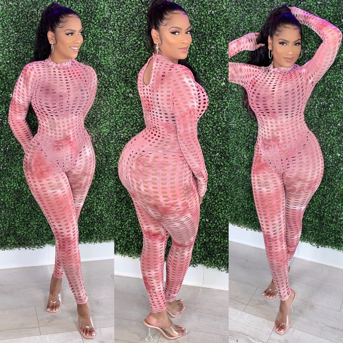 Netted Bodysuit Set Berry