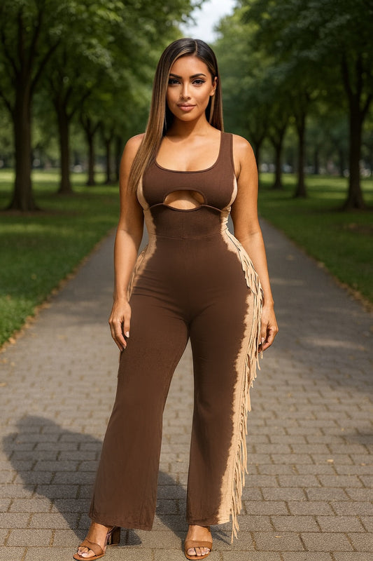 Bleach Fringe Jumpsuit Chocolate