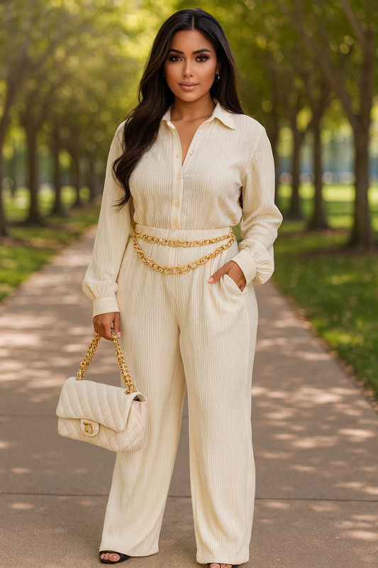 Pleated Jumpsuit Ivory