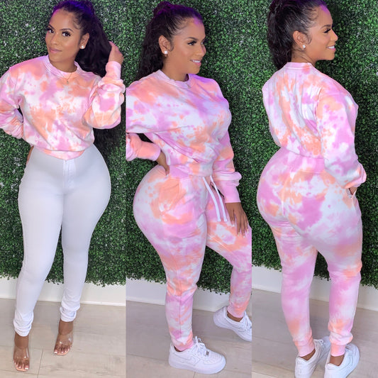 Dip Dye Jogger Pants Strawberry