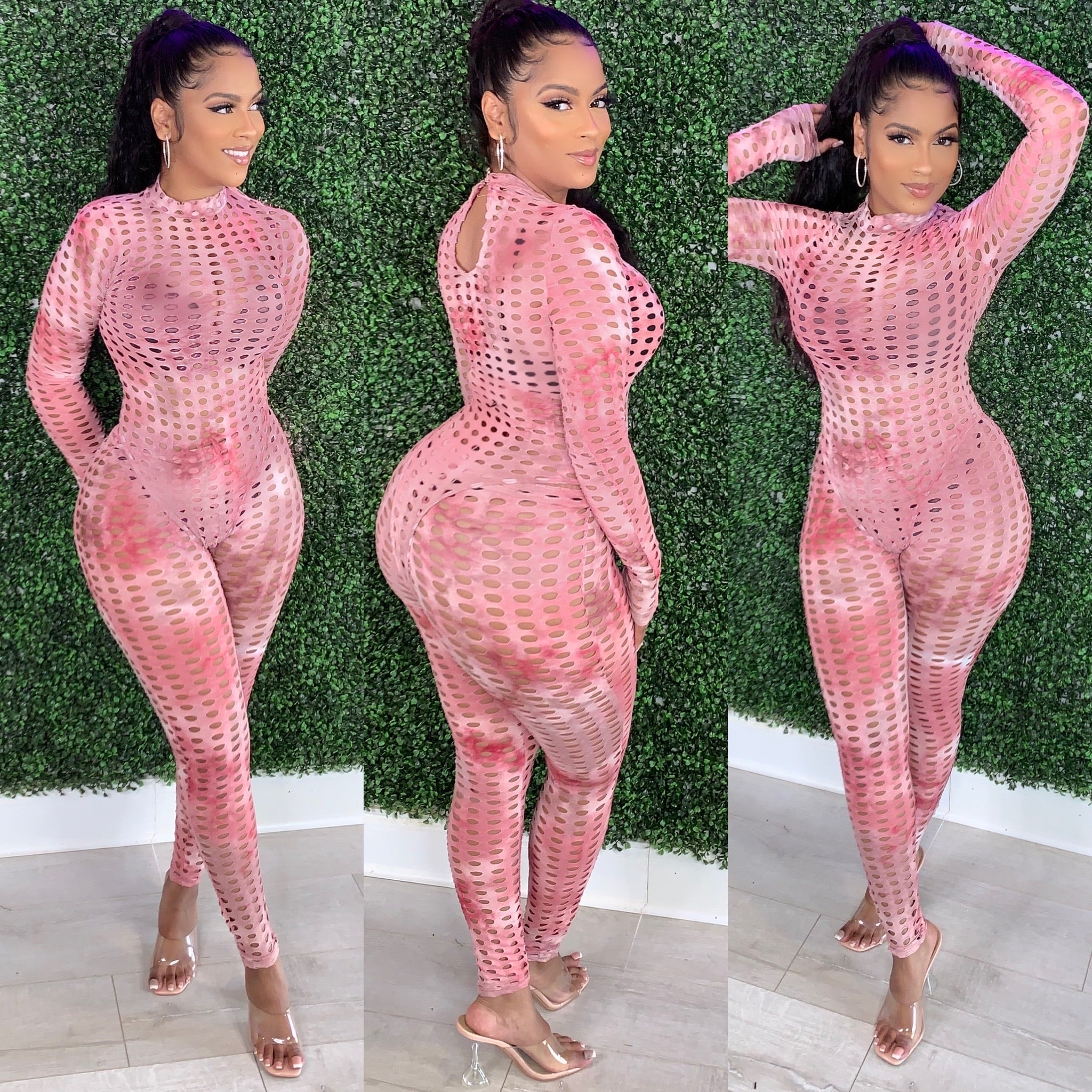 Netted Bodysuit Set Berry